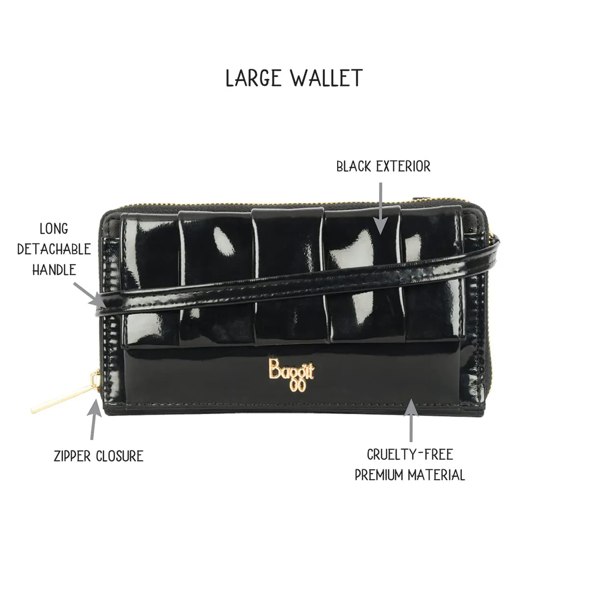 Baggit Women's Ziparound Wallet - Large (Black)