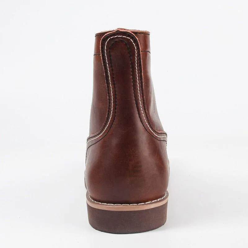 Men's Casual Shoes Handmade Brown Ankle Boots Vintage Pattern YOS200