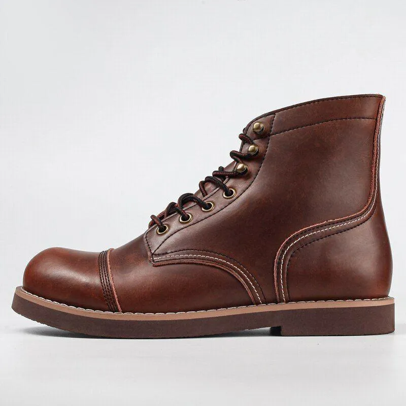Men's Casual Shoes Handmade Brown Ankle Boots Vintage Pattern YOS200