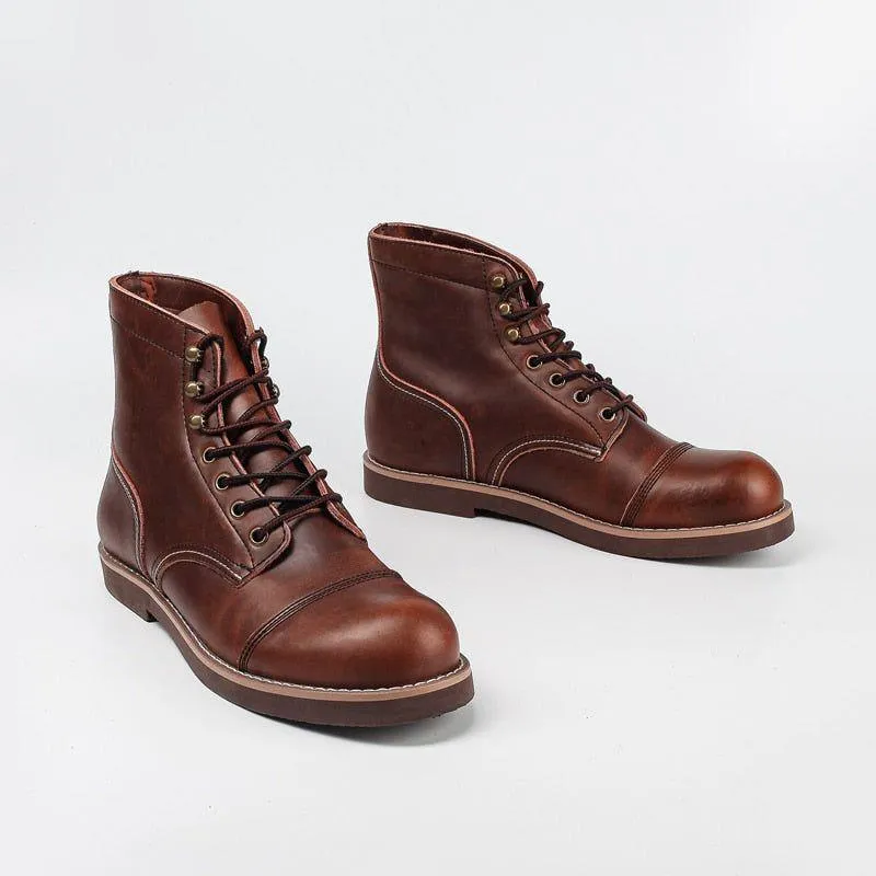 Men's Casual Shoes Handmade Brown Ankle Boots Vintage Pattern YOS200