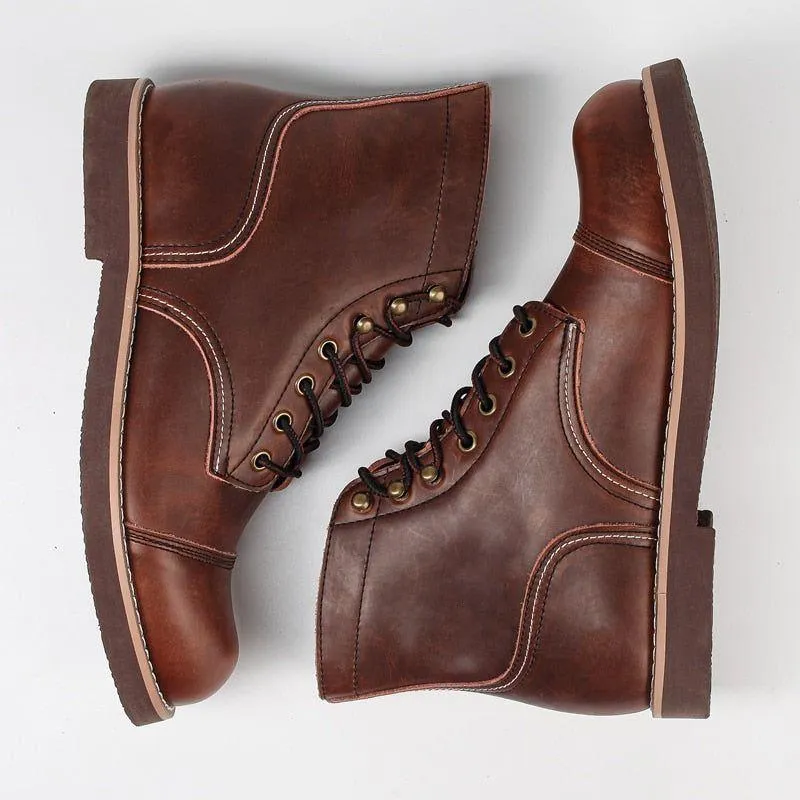 Men's Casual Shoes Handmade Brown Ankle Boots Vintage Pattern YOS200