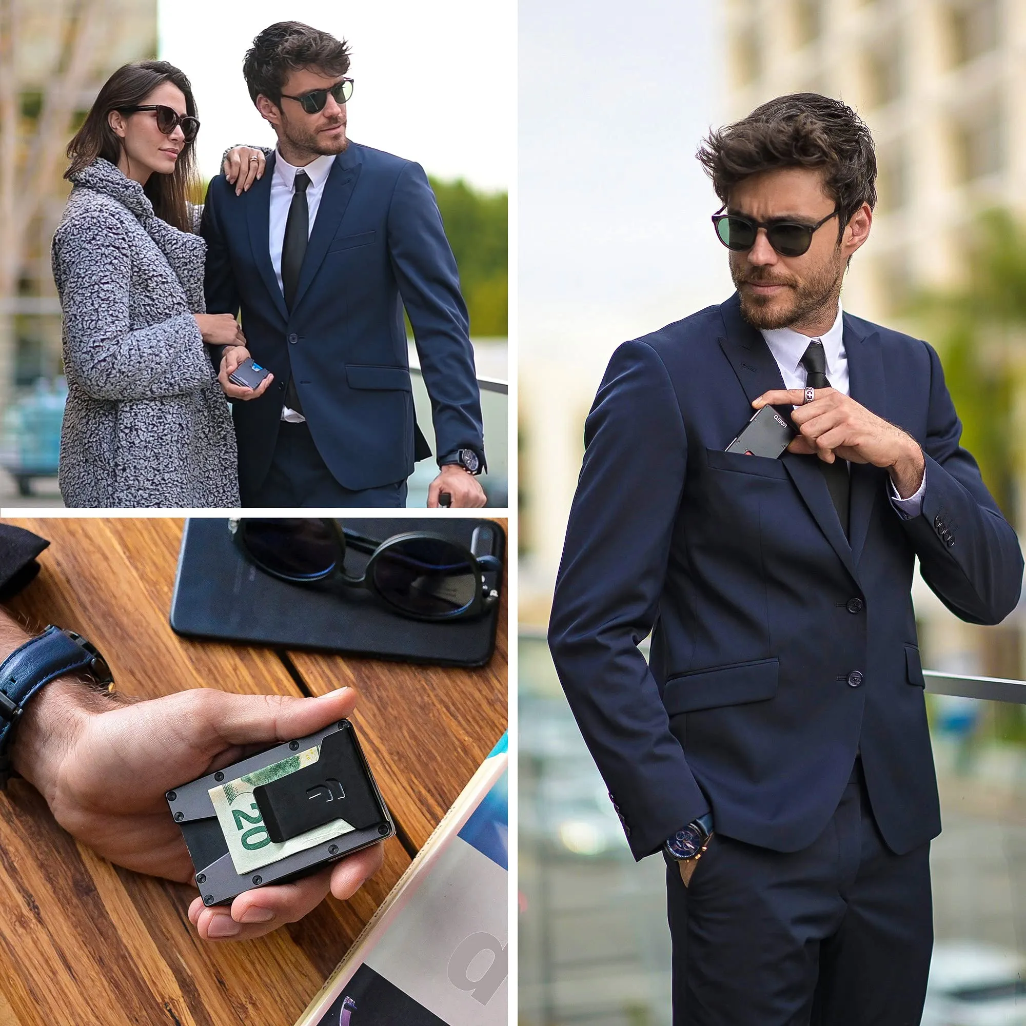 Minimalist Wallet For Men - Slim Rfid Credit Card Holder Money Clip
