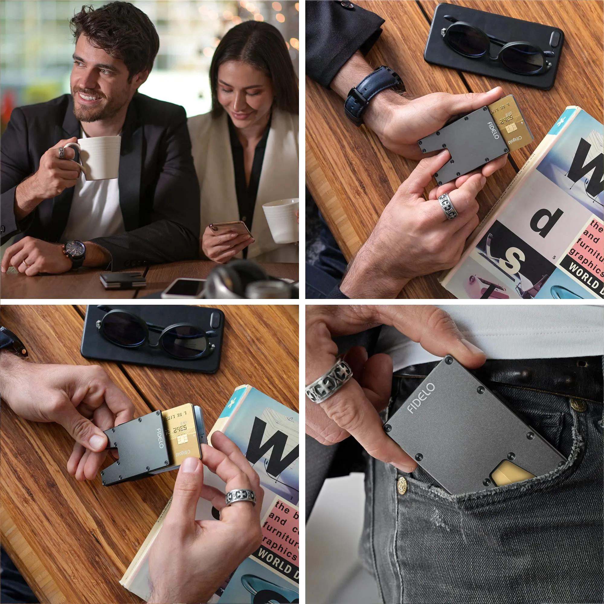 Minimalist Wallet For Men - Slim Rfid Credit Card Holder Money Clip