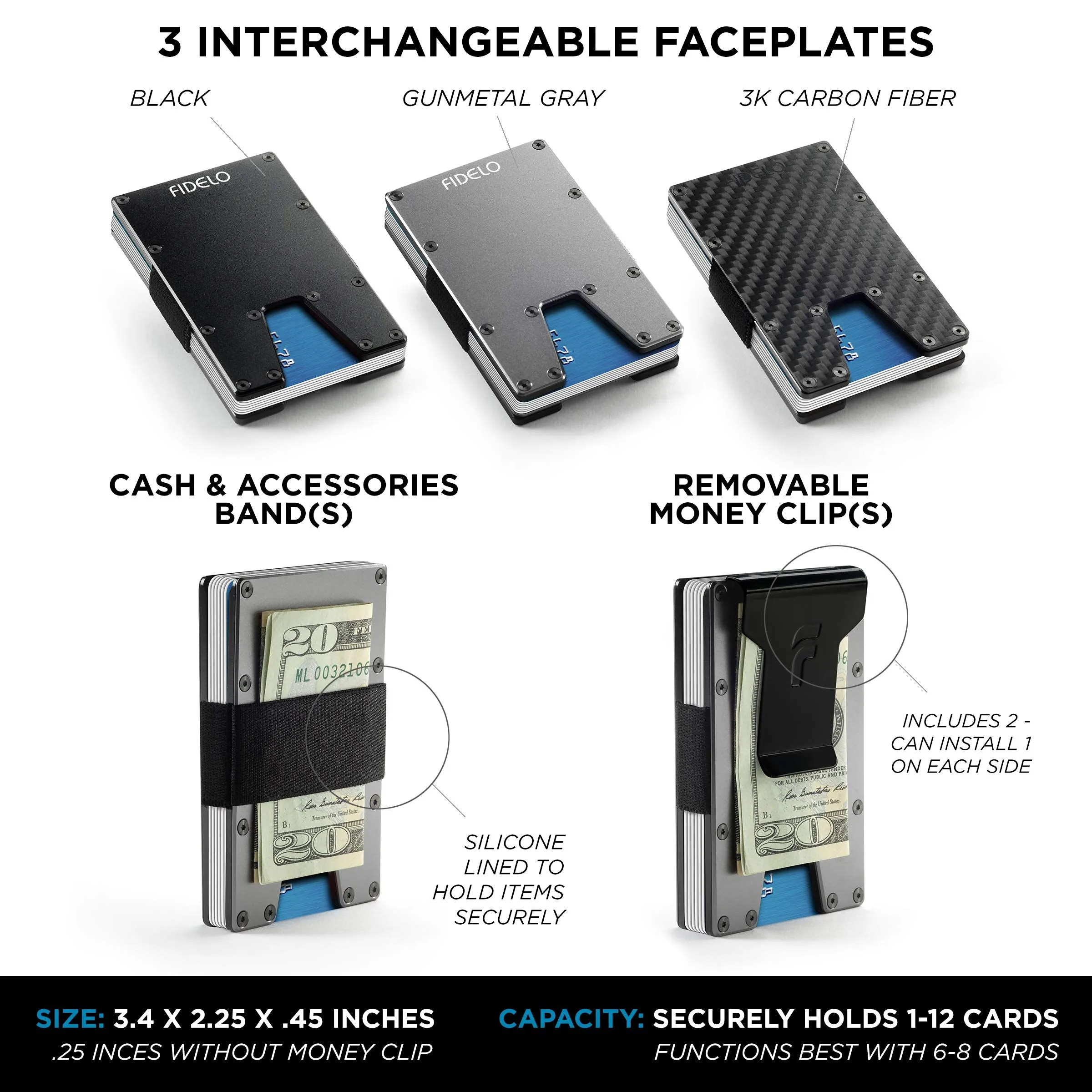 Minimalist Wallet For Men - Slim Rfid Credit Card Holder Money Clip