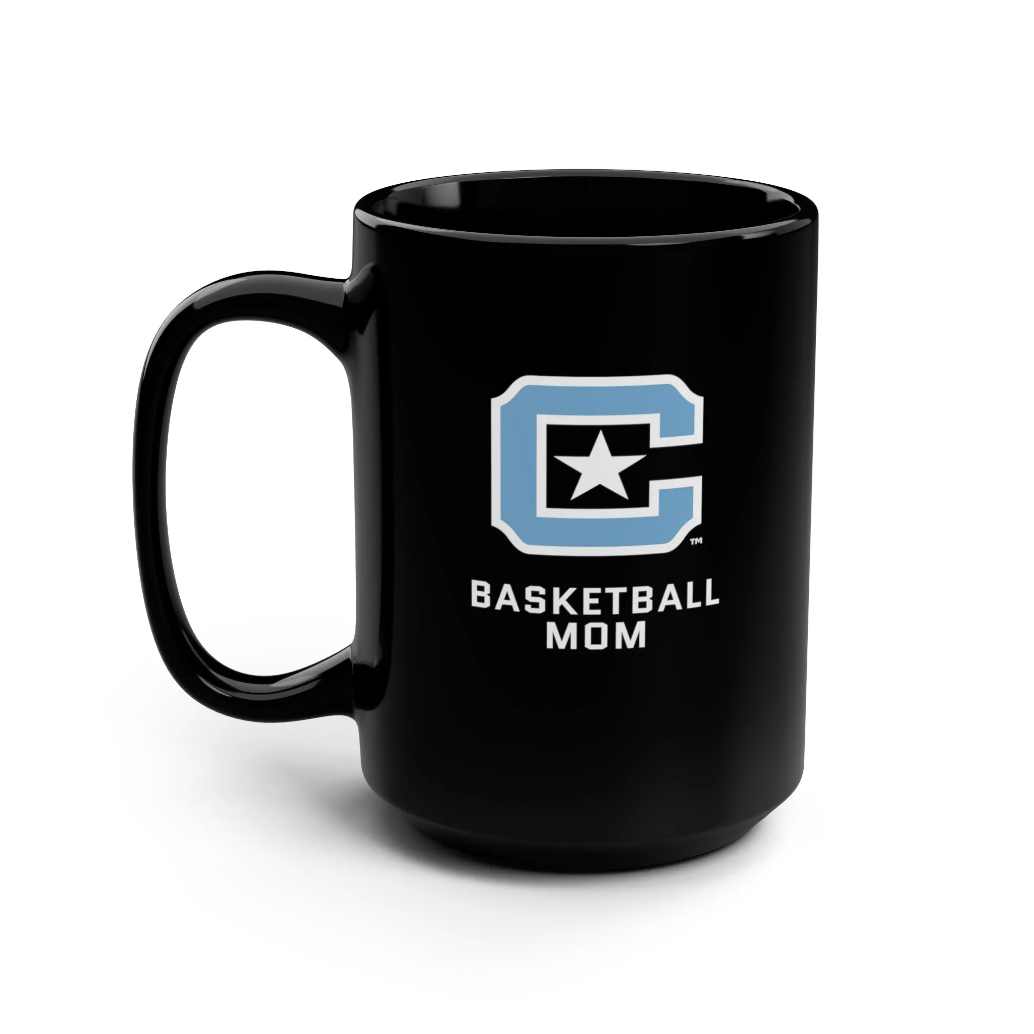 The Citadel Block C Logo, Sports Basketball Mom, Black Mug, 15oz